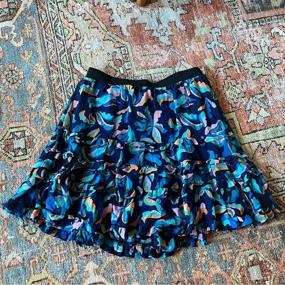 Maeve by Anthropologie Size Medium A-Line Ruffle Geometric Blue Skirt - Picture 2 of 6